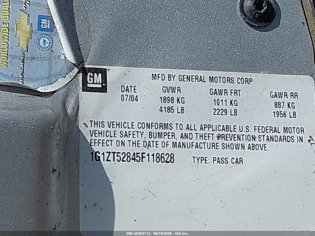 1G1ZT52845F118628 2005 CHEVROLET MALIBU photo no. 9