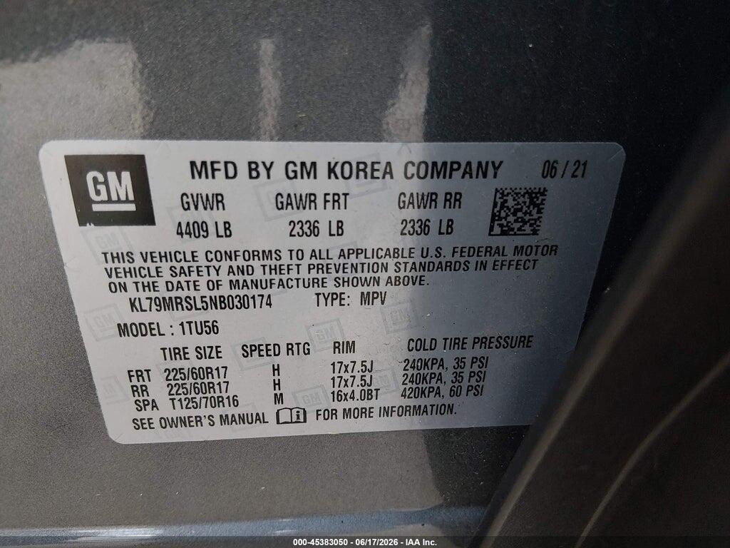KL79MRSL5NB030174 2022 CHEVROLET TRAILBLAZER photo no. 9
