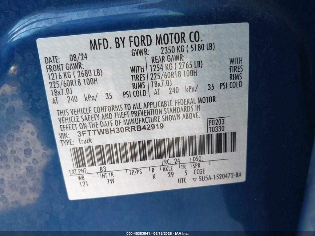 3FTTW8H30RRB42919 2024 FORD MAVERICK photo no. 9