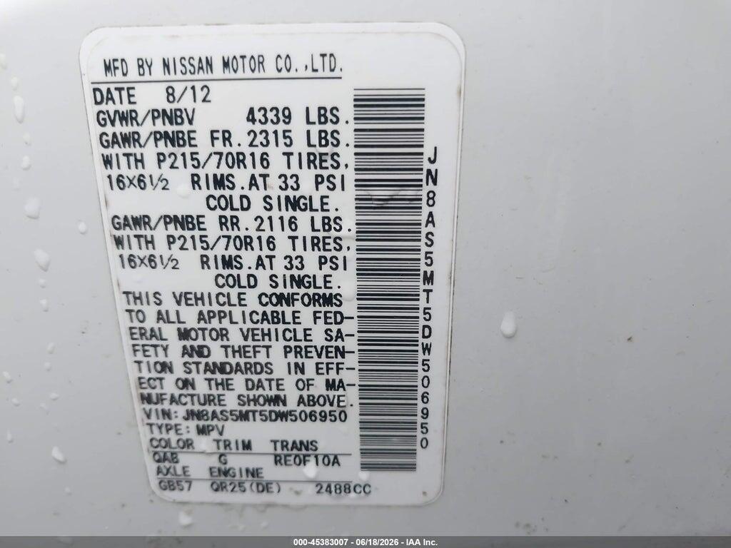 JN8AS5MT5DW506950 2013 NISSAN ROGUE photo no. 9