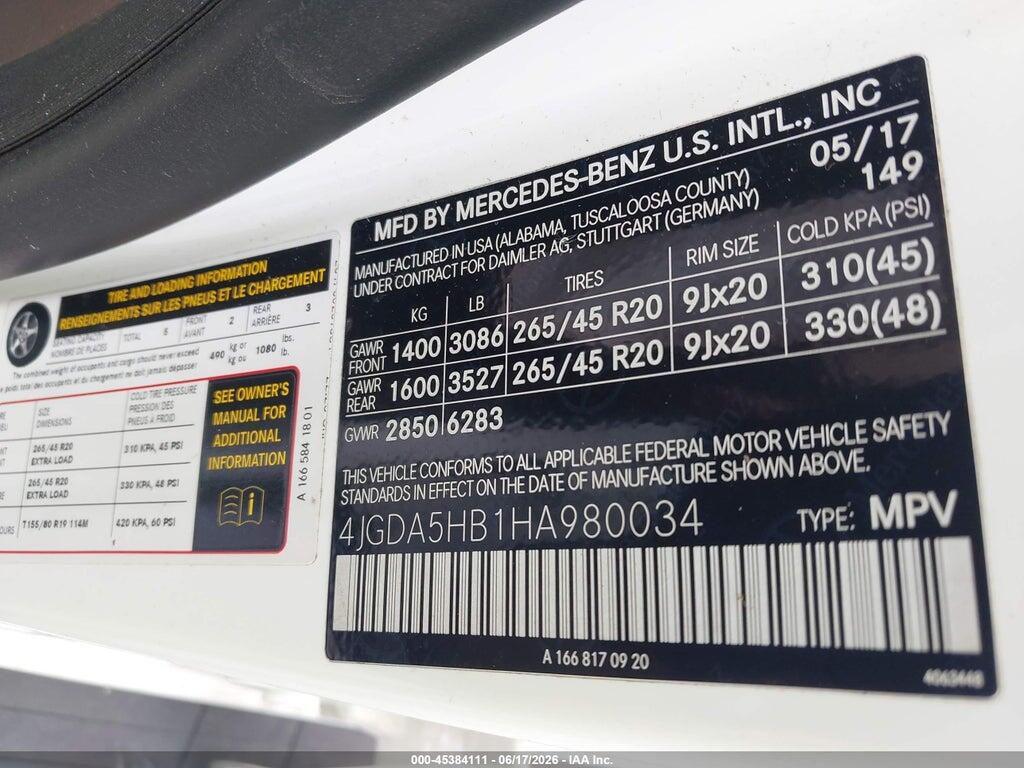 4JGDA5HB1HA980034 2017 MERCEDES-BENZ GLE 350 photo no. 9