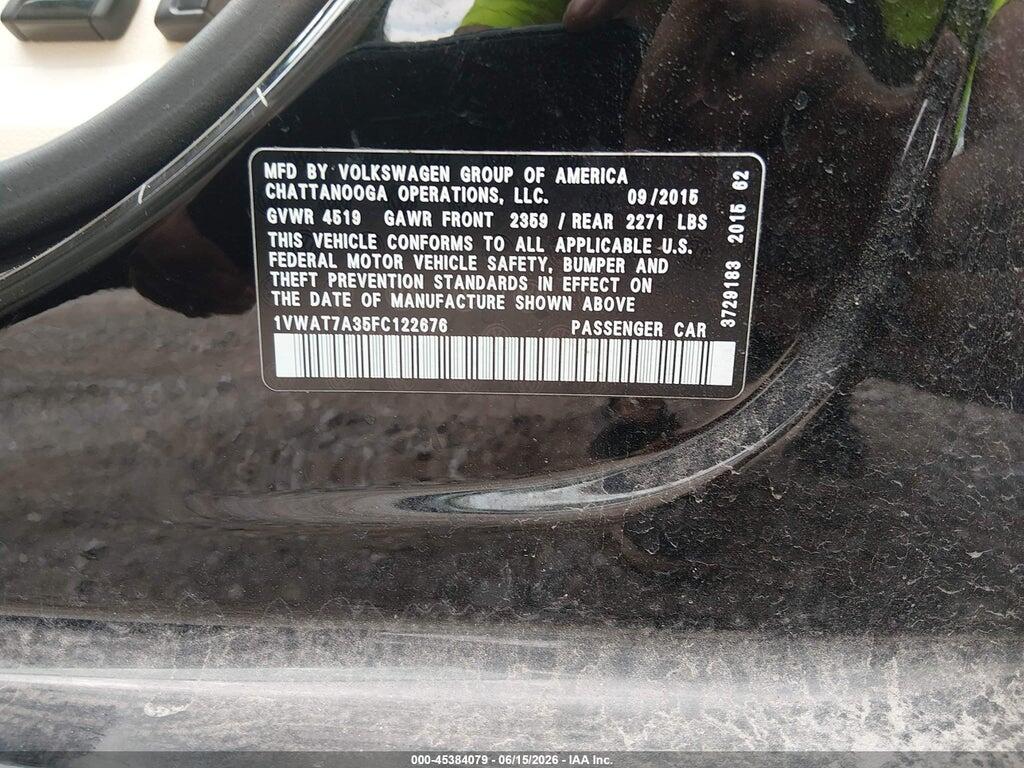 1VWAT7A35FC122676 2015 VOLKSWAGEN PASSAT photo no. 9