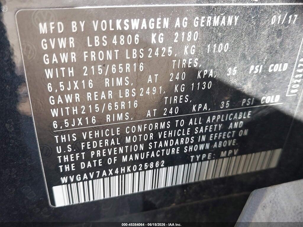 WVGAV7AX4HK025862 2017 VOLKSWAGEN TIGUAN photo no. 9