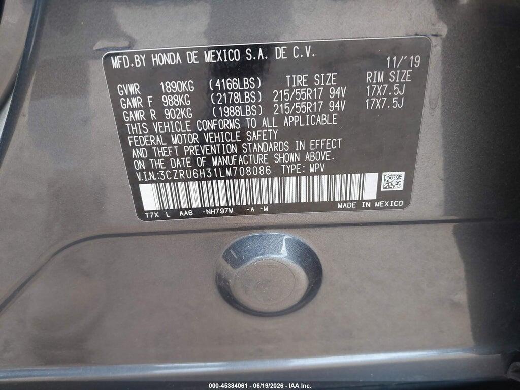 3CZRU6H31LM708086 2020 HONDA HR-V photo no. 9