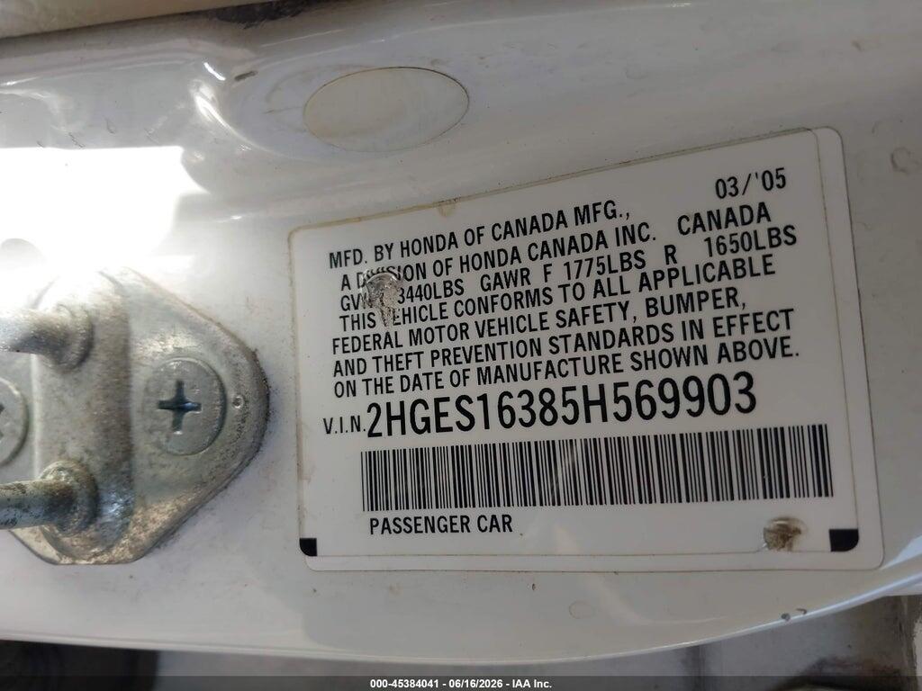2HGES16385H569903 2005 HONDA CIVIC photo no. 9