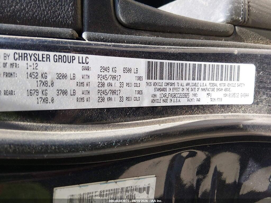 1C4RJFAG8CC222825 2012 JEEP GRAND CHEROKEE photo no. 9