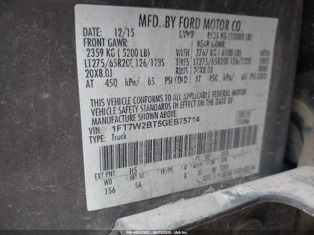 1FT7W2BT5GEB75714 2016 FORD F-250 photo no. 9