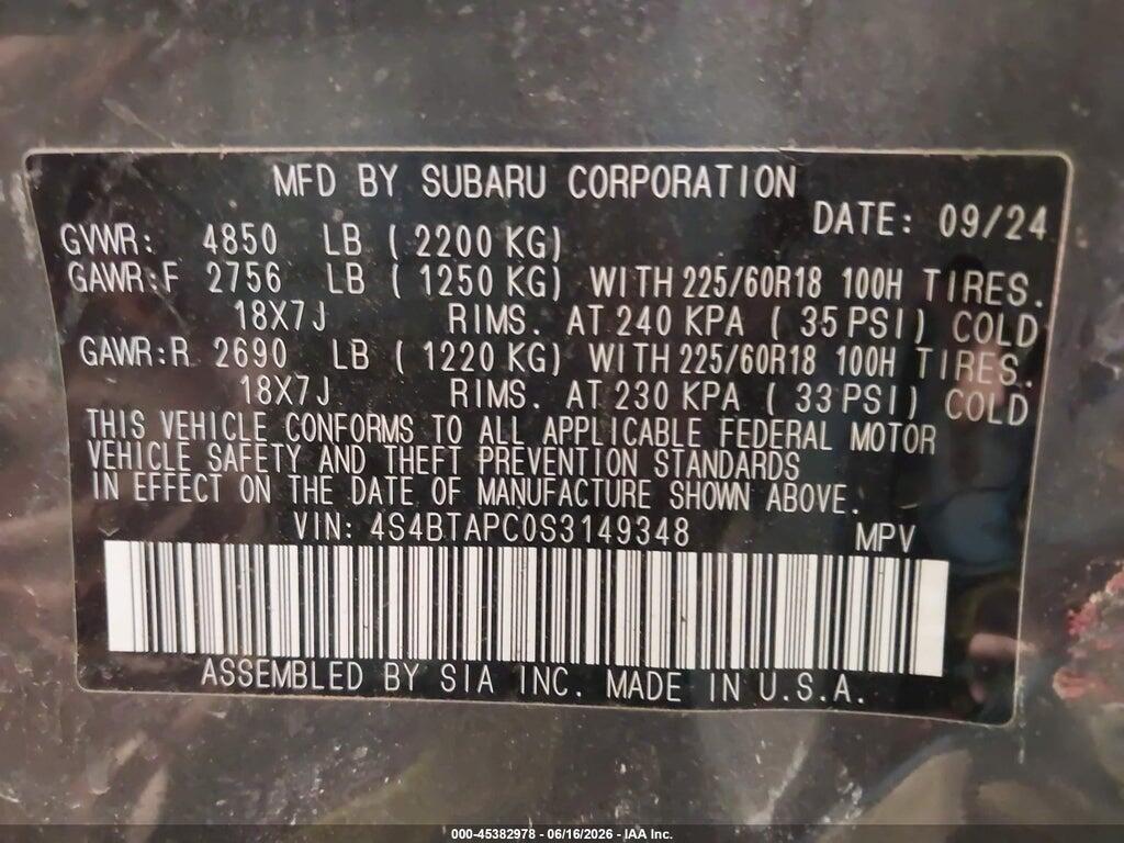 4S4BTAPC0S3149348 2025 SUBARU OUTBACK photo no. 9