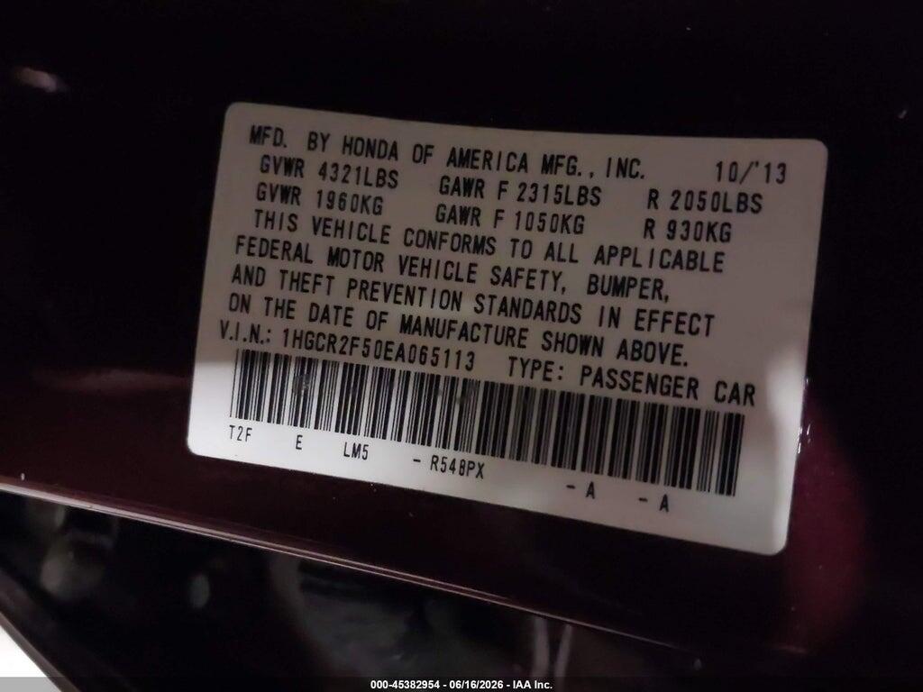 1HGCR2F50EA065113 2014 HONDA ACCORD photo no. 9