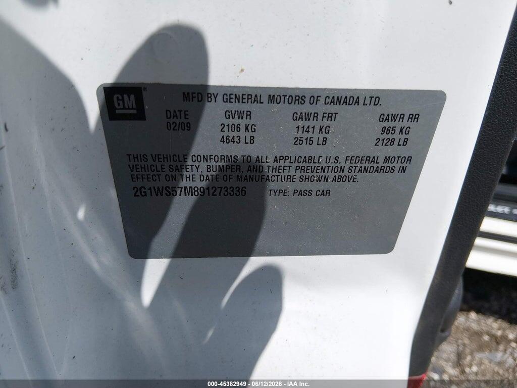 2G1WS57M891273336 2009 CHEVROLET IMPALA photo no. 9