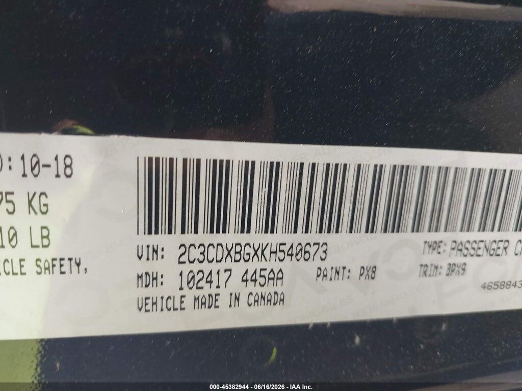 2C3CDXBGXKH540673 2019 DODGE CHARGER photo no. 9