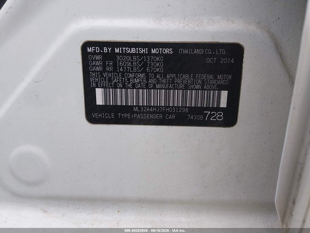 ML32A4HJ7FH031298 2015 MITSUBISHI MIRAGE photo no. 9