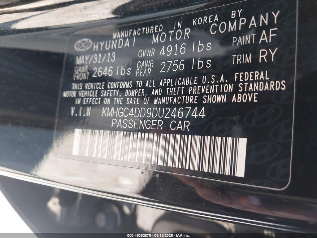 KMHGC4DD9DU246744 2013 HYUNDAI GENESIS photo no. 9