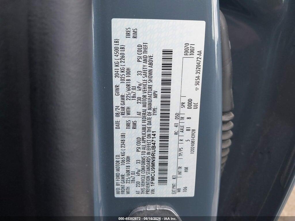 1FMCU9MN9RUB47141 2024 FORD ESCAPE photo no. 9