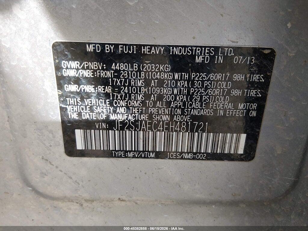 JF2SJAEC4EH481721 2014 SUBARU FORESTER photo no. 9