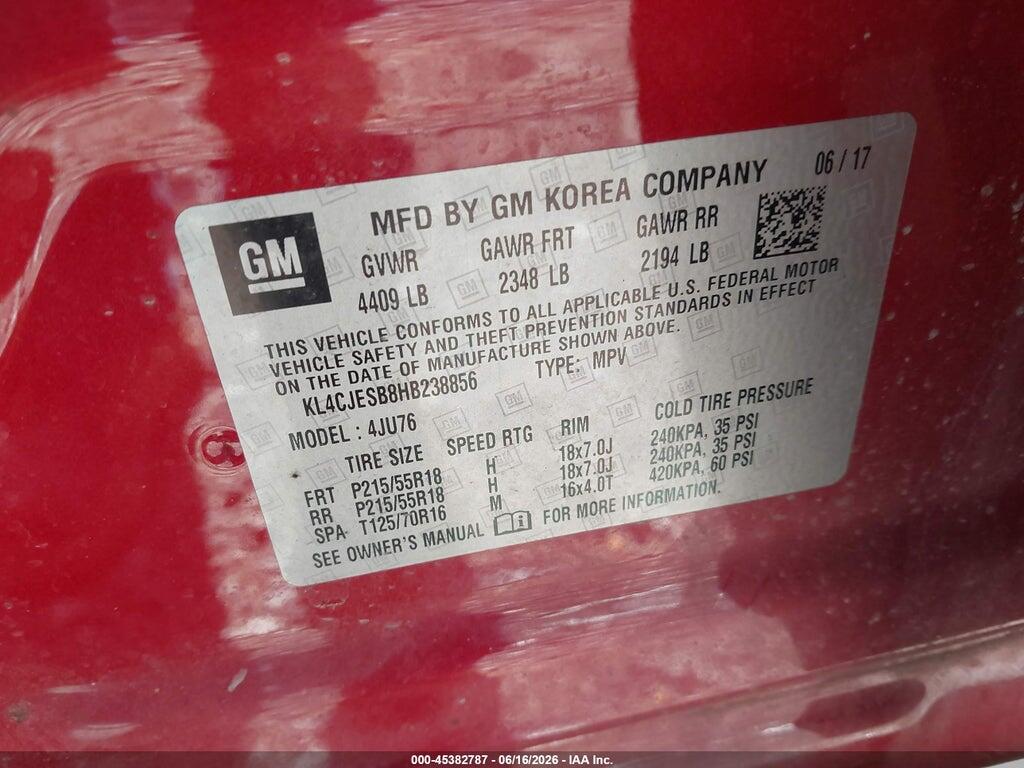 KL4CJESB8HB238856 2017 BUICK ENCORE photo no. 9