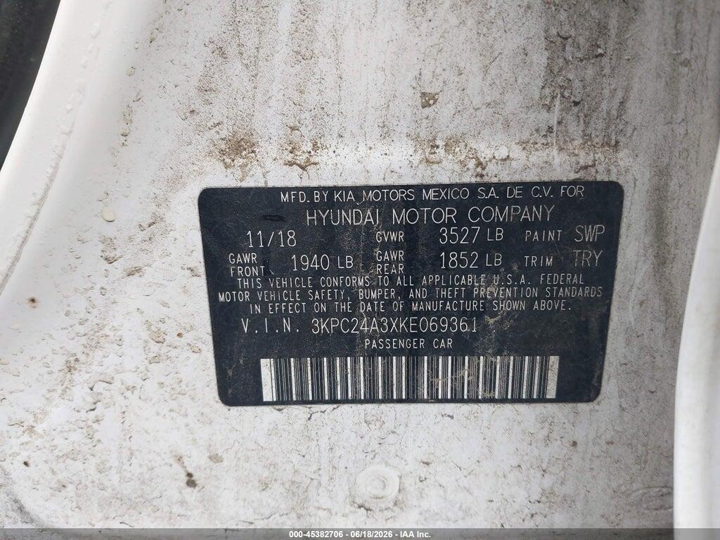 3KPC24A3XKE069361 2019 HYUNDAI ACCENT photo no. 9