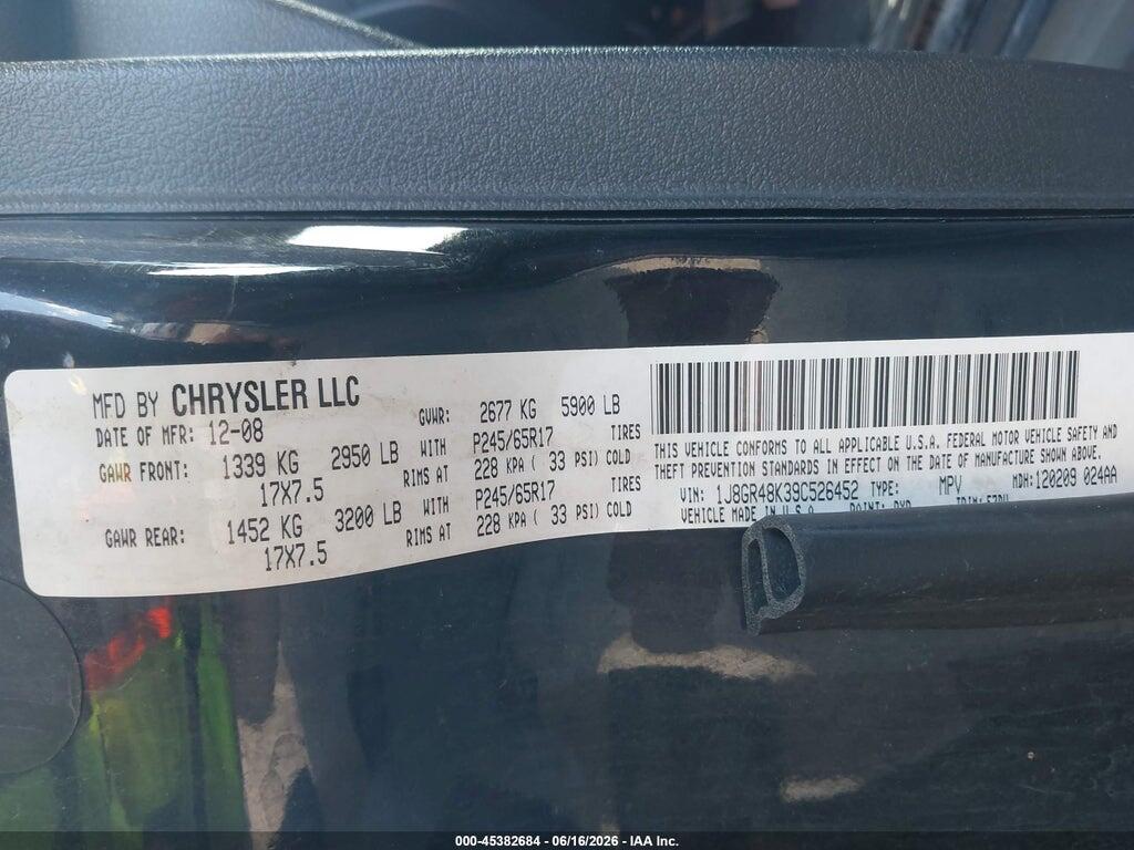 1J8GR48K39C526452 2009 JEEP GRAND CHEROKEE photo no. 9