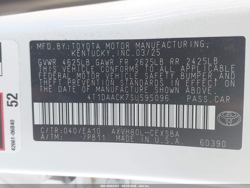 4T1DAACK7SU595096 2025 TOYOTA CAMRY photo no. 9
