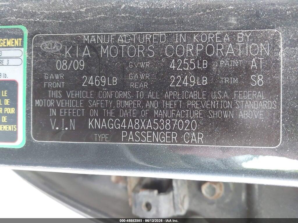 KNAGG4A8XA5387020 2010 KIA OPTIMA photo no. 9