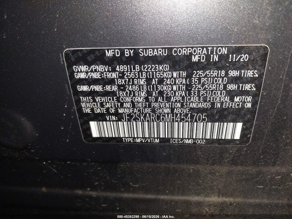 JF2SKARC6MH454705 2021 SUBARU FORESTER photo no. 9