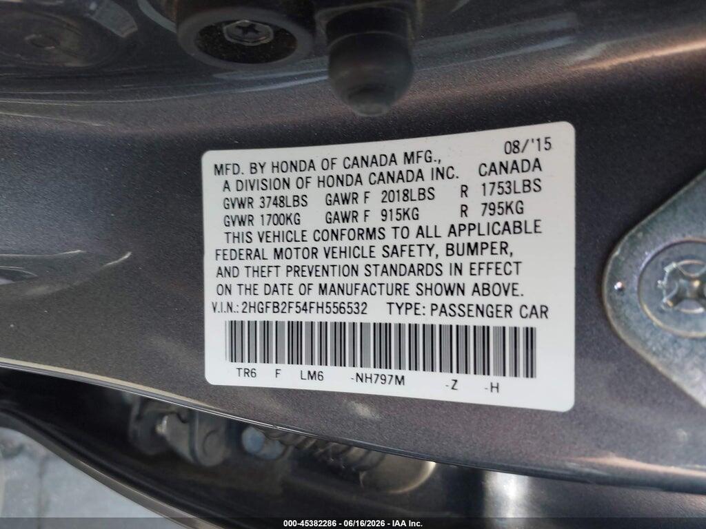 2HGFB2F54FH556532 2015 HONDA CIVIC photo no. 9