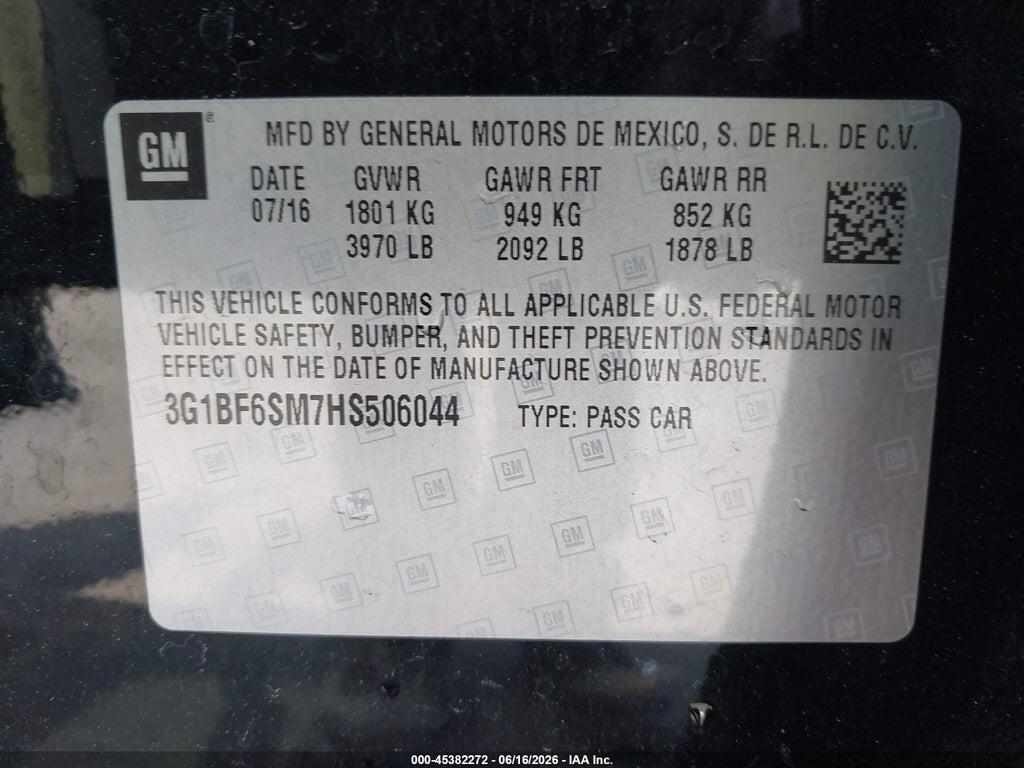 3G1BF6SM7HS506044 2017 CHEVROLET CRUZE photo no. 9