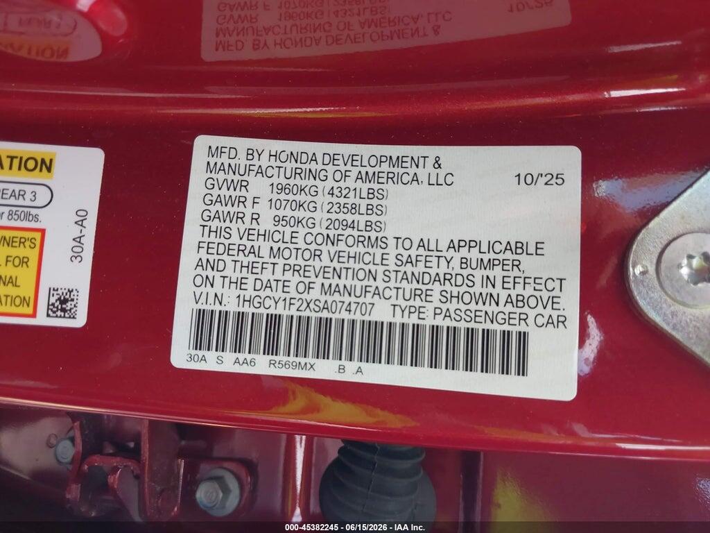 1HGCY1F2XSA074707 2025 HONDA ACCORD photo no. 9