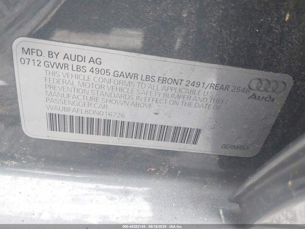 WAUBFAFL8DN016726 2013 AUDI A4 photo no. 9
