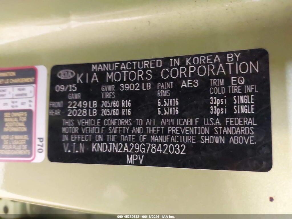 KNDJN2A29G7842032 2016 KIA SOUL photo no. 9