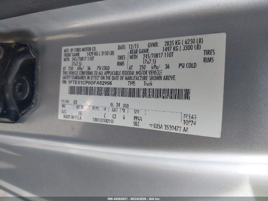 1FTEX1CP0GFA82996 2016 FORD F-150 photo no. 9