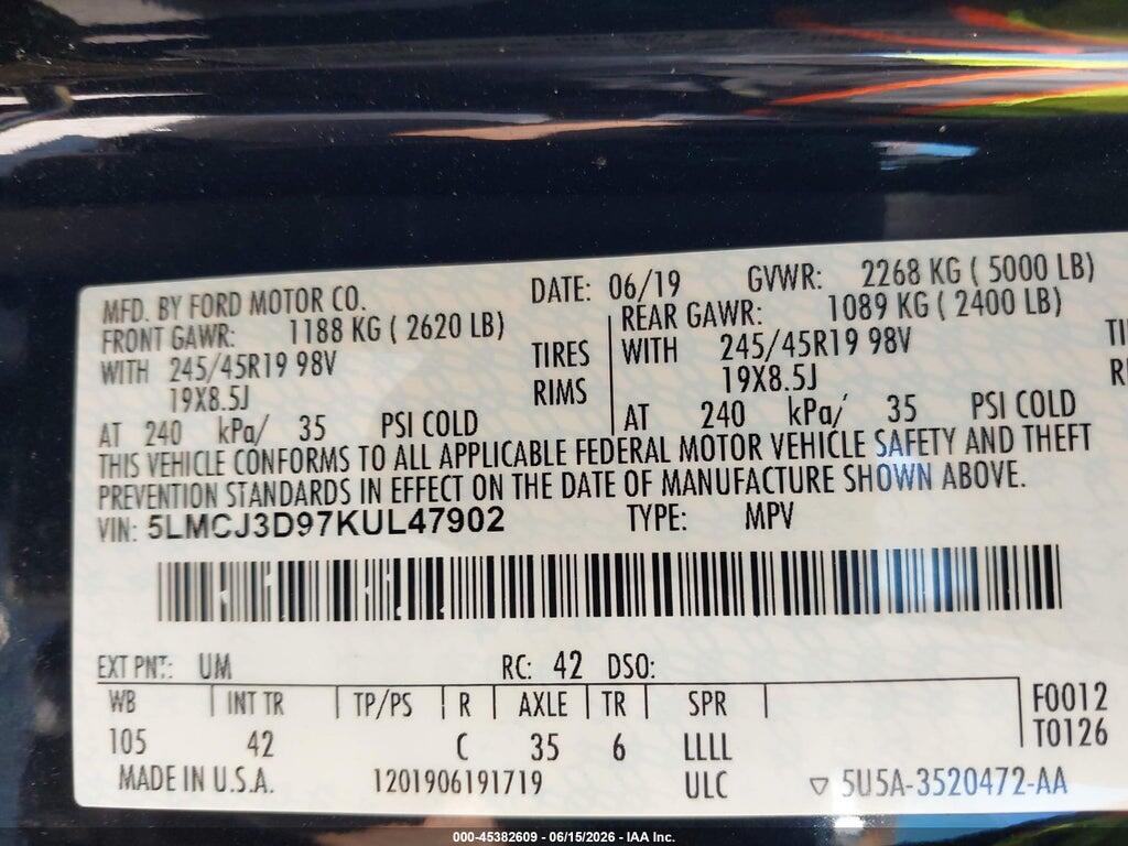 5LMCJ3D97KUL47902 2019 LINCOLN MKC photo no. 9