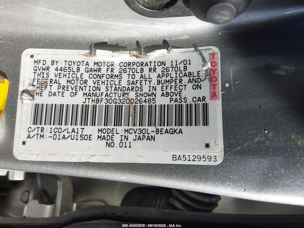 JTHBF30G320026485 2002 LEXUS ES 300 photo no. 9