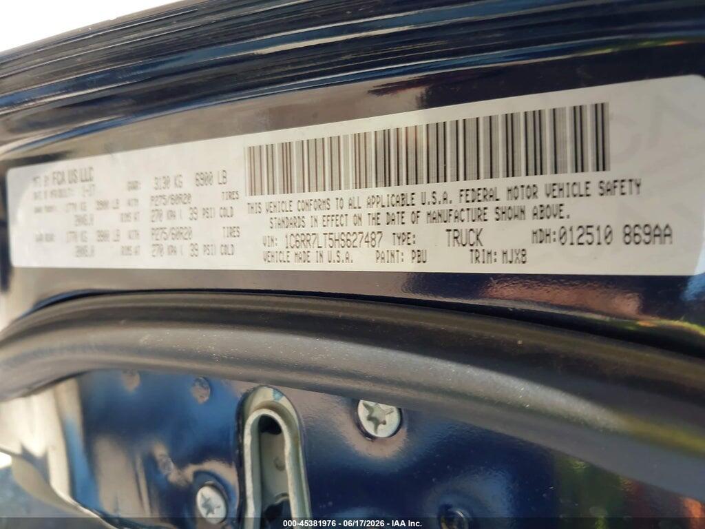 1C6RR7LT5HS627487 2017 RAM 1500 photo no. 9
