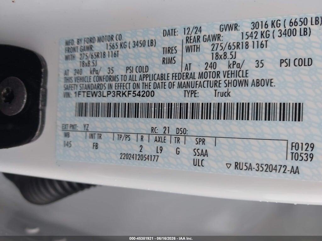 1FTEW3LP3RKF54200 2024 FORD F-150 photo no. 9
