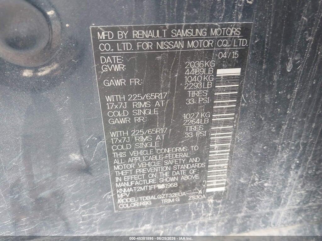 KNMAT2MT1FP551968 2015 NISSAN ROGUE photo no. 9