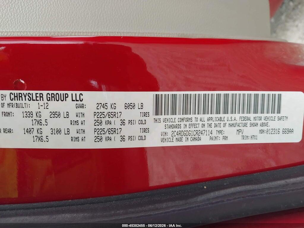2C4RDGDG1CR247114 2012 DODGE GRAND CARAVAN photo no. 9