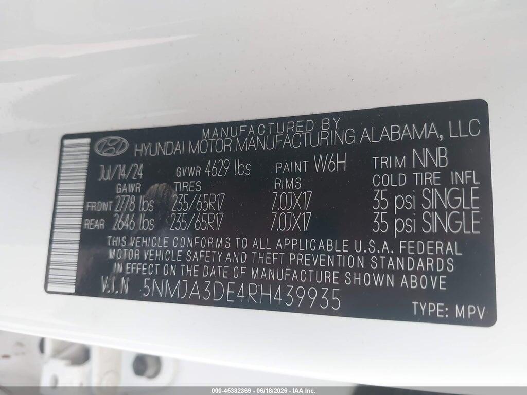 5NMJA3DE4RH439935 2024 HYUNDAI TUCSON photo no. 9