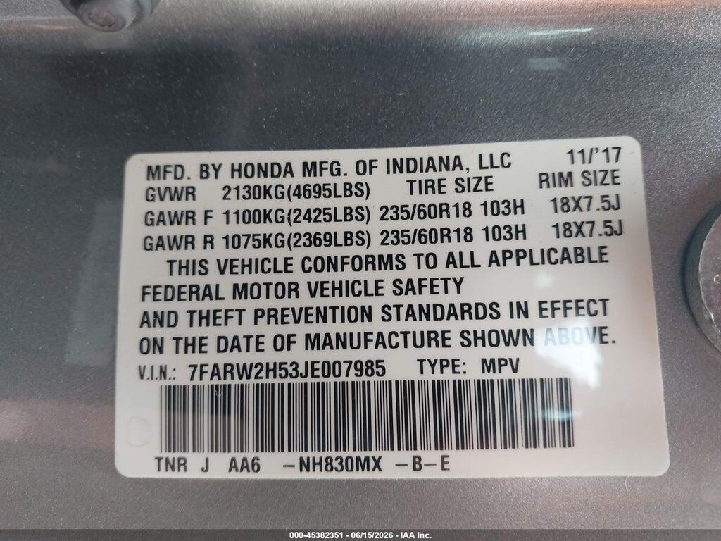 7FARW2H53JE007985 2018 HONDA CR-V photo no. 9