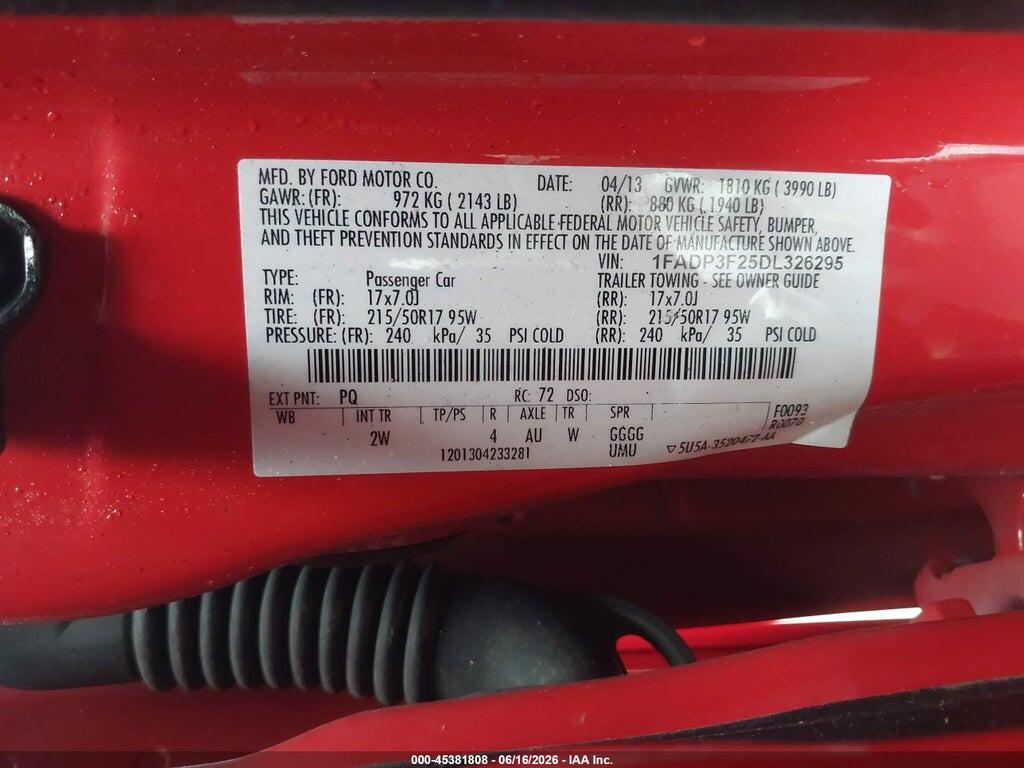 1FADP3F25DL326295 2013 FORD FOCUS photo no. 9