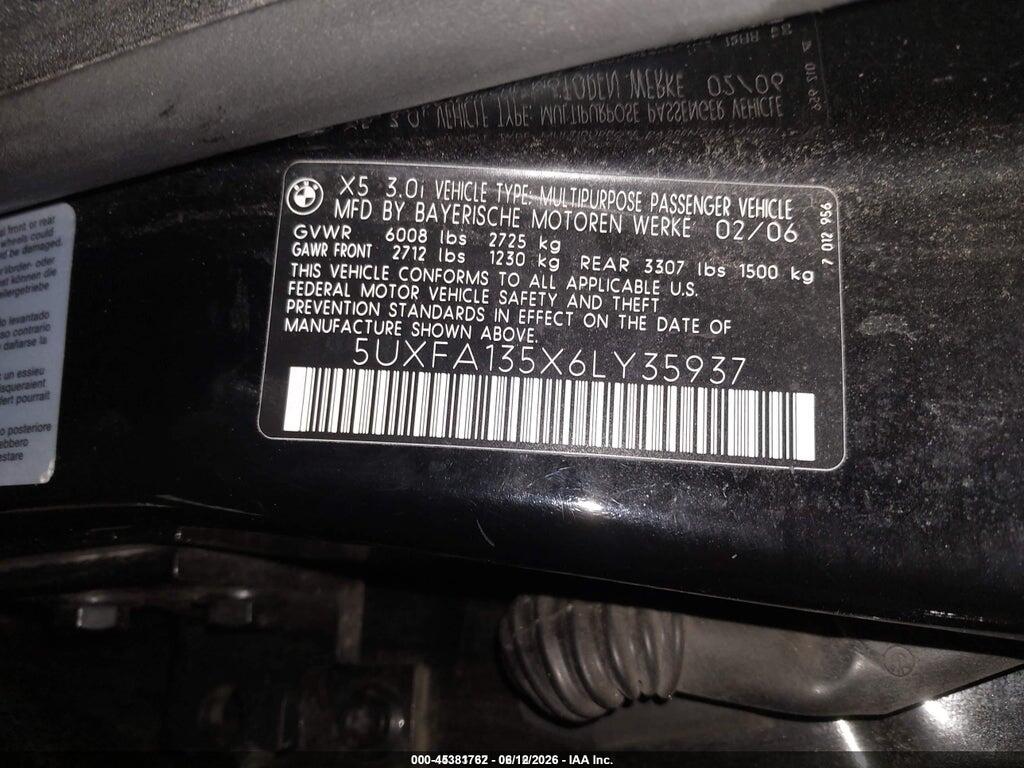 5UXFA135X6LY35937 2006 BMW X5 photo no. 9