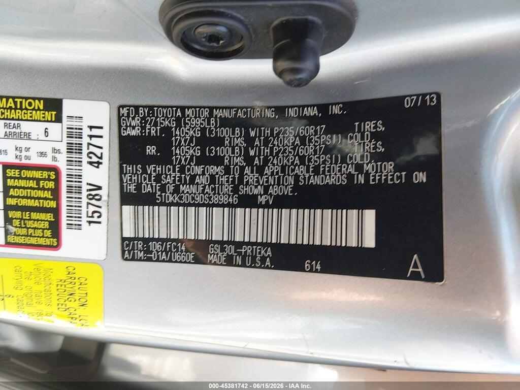 5TDKK3DC9DS389846 2013 TOYOTA SIENNA photo no. 9