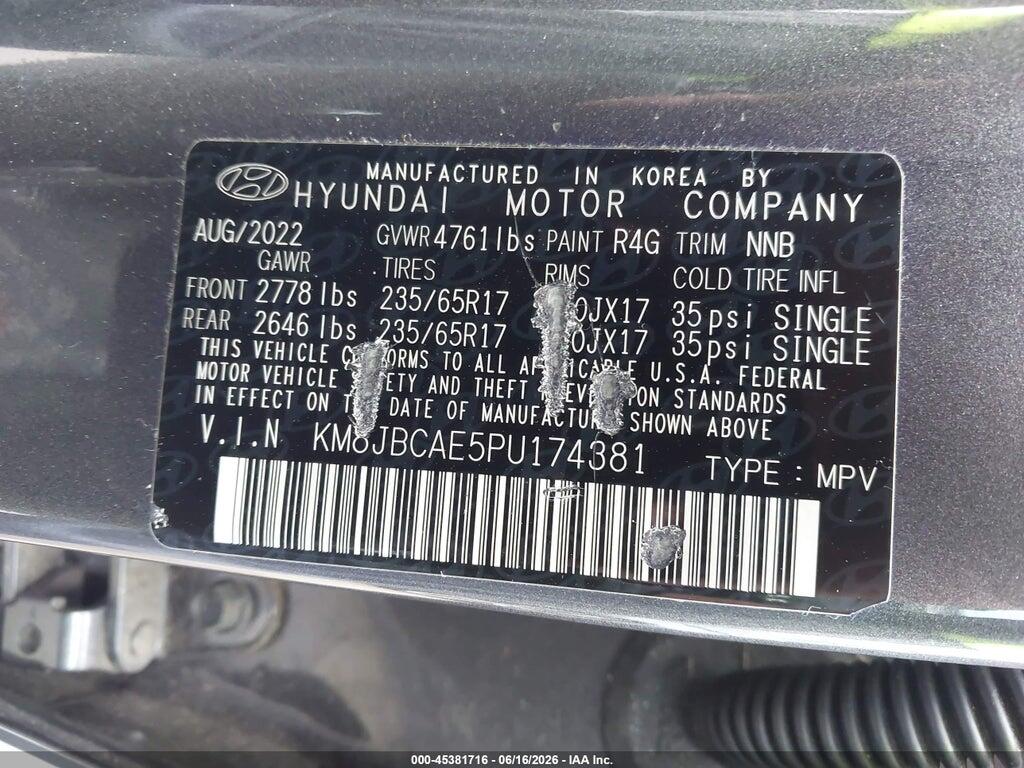 KM8JBCAE5PU174381 2023 HYUNDAI TUCSON photo no. 9