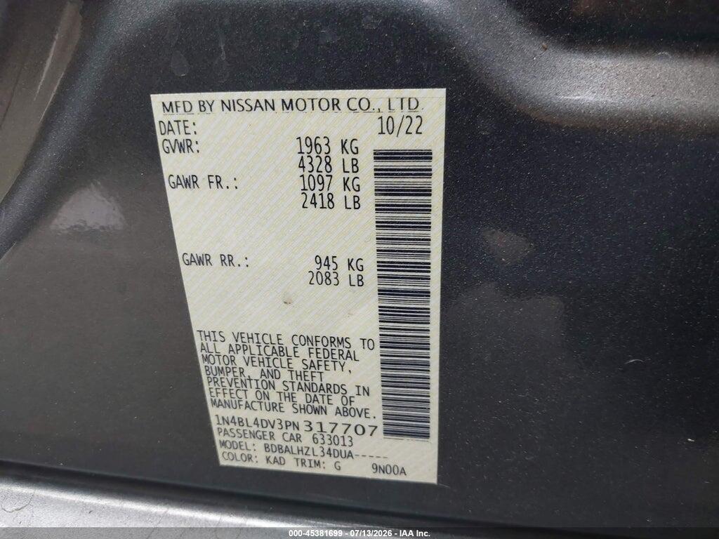 1N4BL4DV3PN317707 2023 NISSAN ALTIMA photo no. 9