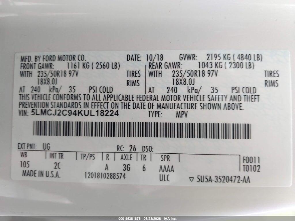 5LMCJ2C94KUL18224 2019 LINCOLN MKC photo no. 9