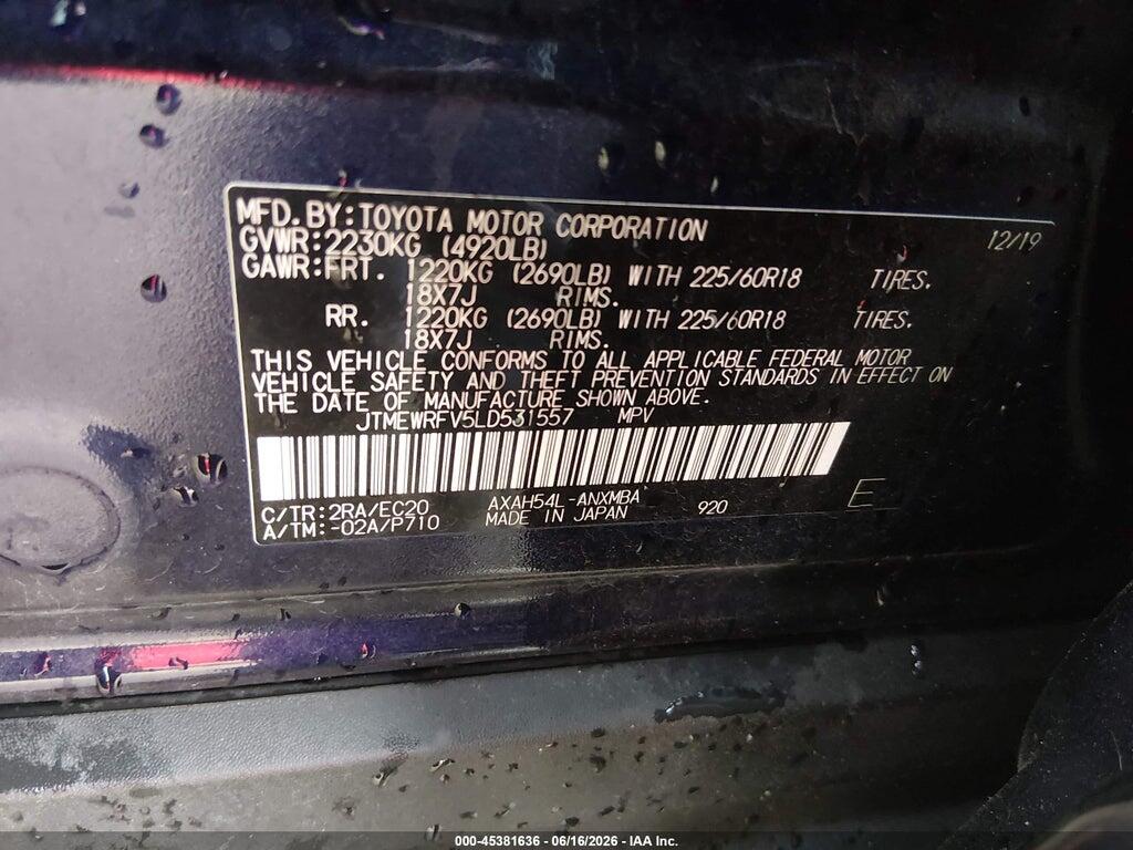 JTMEWRFV5LD531557 2020 TOYOTA RAV4 HYBRID photo no. 9