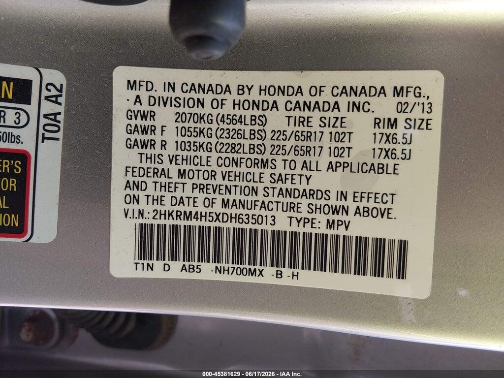 2HKRM4H5XDH635013 2013 HONDA CR-V photo no. 9