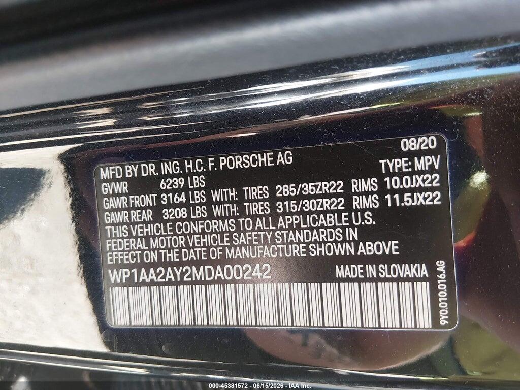 WP1AA2AY2MDA00242 2021 PORSCHE CAYENNE photo no. 9