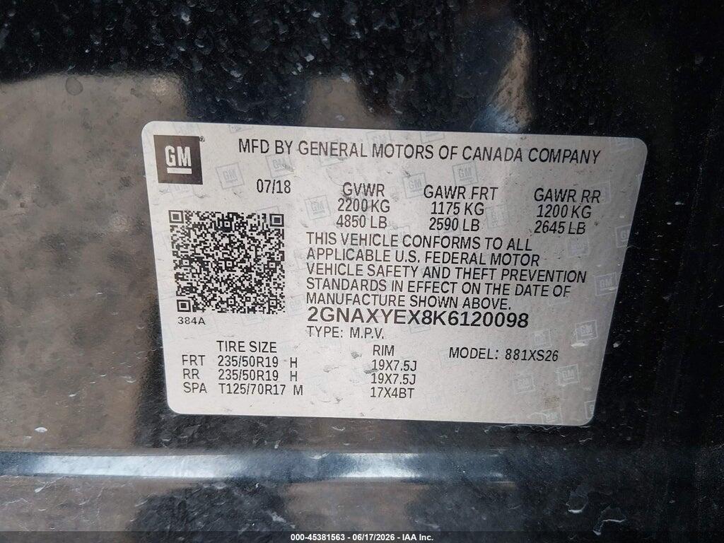 2GNAXYEX8K6120098 2019 CHEVROLET EQUINOX photo no. 9
