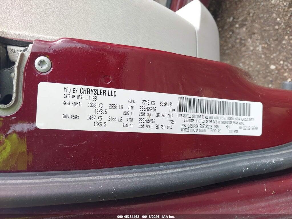 2A8HR54199R594219 2009 CHRYSLER TOWN & COUNTRY photo no. 9